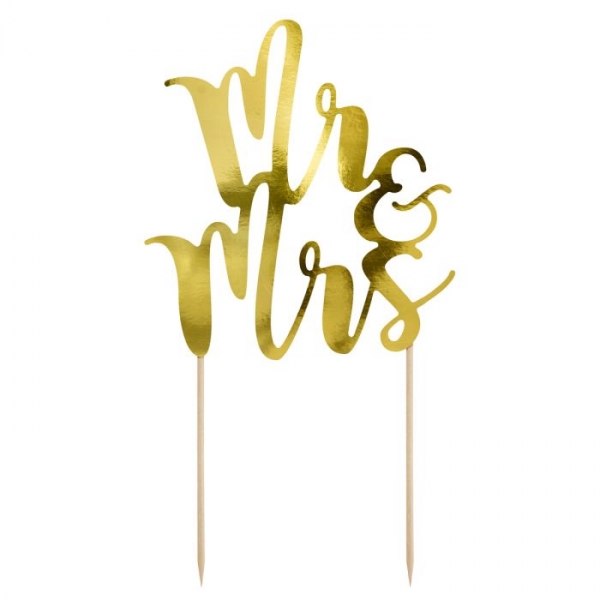 Cake Topper - Mr & Mrs - Gold